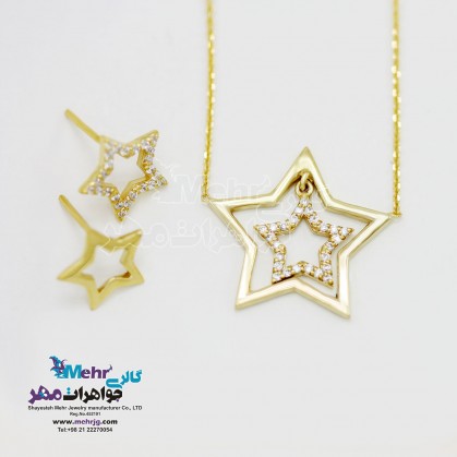 Half set of gold - Necklace and Earring - Star Design-SS0070